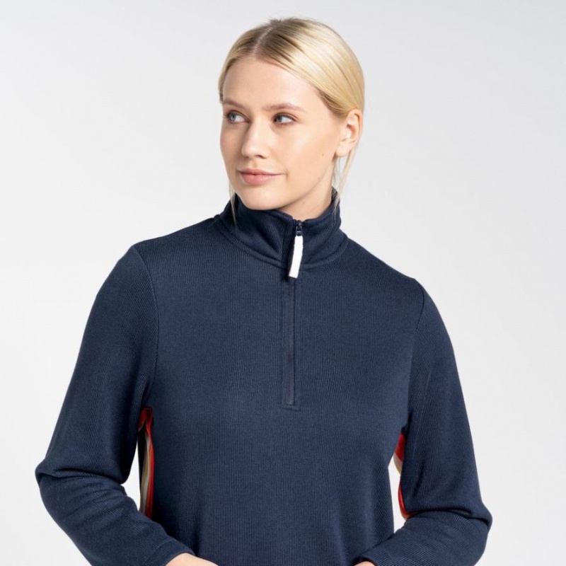 Craghoppers Pinalla Half Zip Fleecegensere Dame Marineblå | 4253MRWXF