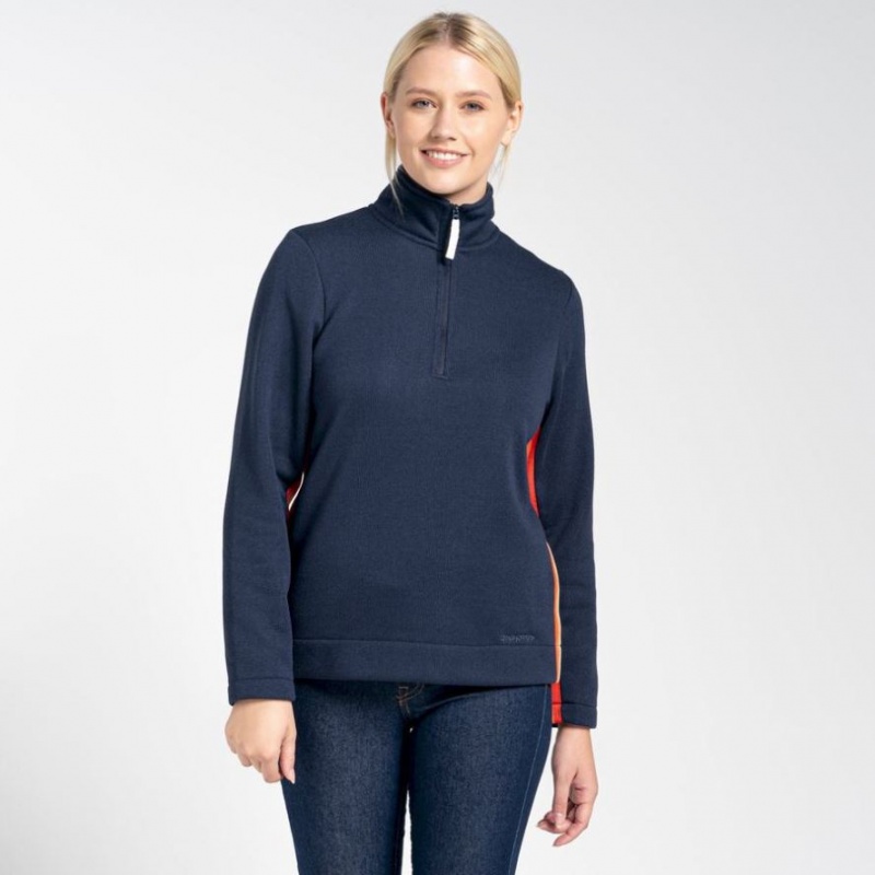 Craghoppers Pinalla Half Zip Fleecegensere Dame Marineblå | 4253MRWXF