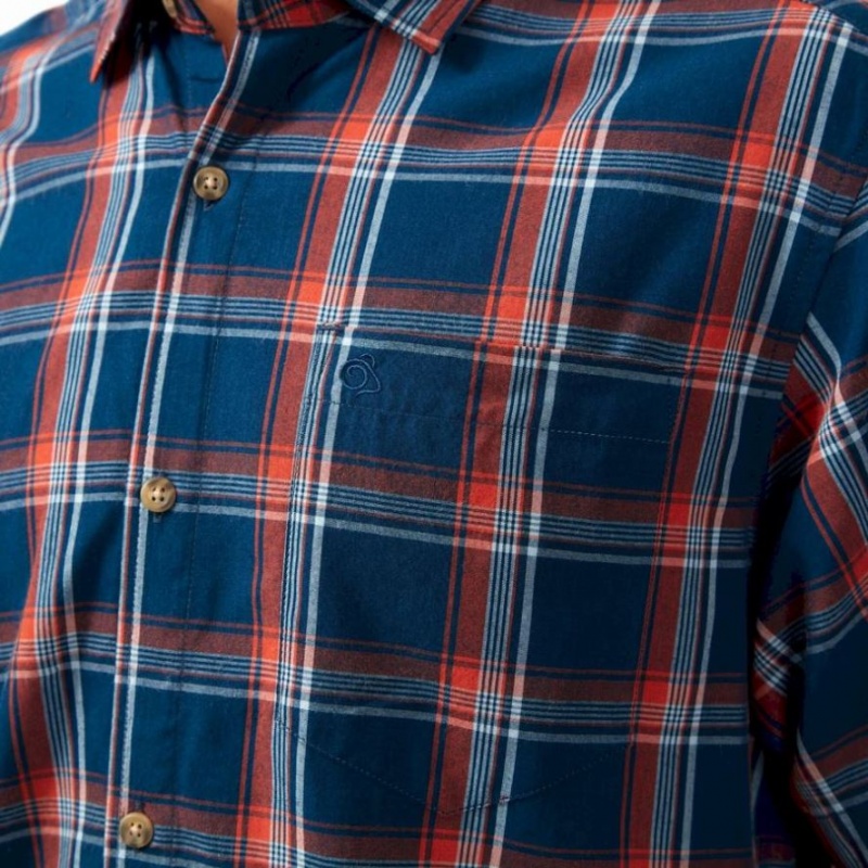 Craghoppers Rafie Kort Sleeve Check Skjorte Herre Marineblå | 2871BDRJG