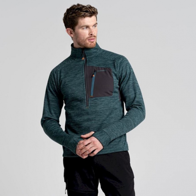 Craghoppers Tarbert Half Zip Fleecegensere Herre Grønn | 2705DUHNF